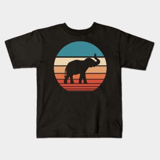 Elephant Retro Sunset Kids T-Shirt